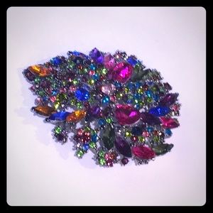 Large colorful Rhinestone Brooch
